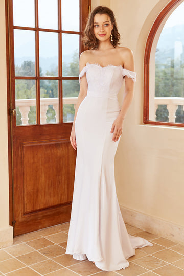 Mermaid Off the Shoulder Robe de mariée blanche avec dentelle